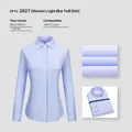 Light blue 100% cotton women's long sleeve business shirt with twill texture - 38 / Tops / Light Blue Twill (Female 2027)