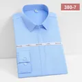 Camisa de manga larga para hombre de fibra de bambú elástica, sin plancha, azul claro - 35 / Tops / Azul (A380-7)