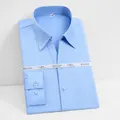 Camisa de hombre azul claro en fibra de bambú elástica, corte entallado sin plancha - 35 / Tops / Azul Claro (V380-7)