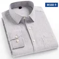 Camicia da uomo a maniche lunghe in cotone 100% a righe marroni e bianche, M568-9 - 38 / Top / Righe marroni e bianche (M568-9)