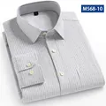 Camicia casual da uomo a righe grigie in puro cotone 100% con taschino sul petto - 38 / Top / Quadri grigio chiaro (M568-10)