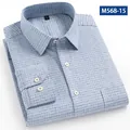 Camicia da uomo a maniche lunghe in cotone spazzolato con motivo pied de poule M568-15 - 38 / Top / Quadri Blu e Bianchi (M568-15)