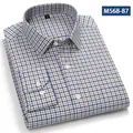 Camicia casual a maniche lunghe in flanella di cotone 100% a quadri blu e marroni - 38 / Top / Piccoli Quadri Blu Marrone Bianco (M568-87)