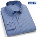 Camicia casual da uomo di alta qualità a righe blu in morbido cotone spazzolato - 38 / Top / Blu a Righe Sottili Arancione-Marrone (M568-97)