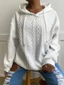 Detalle de una sudadera con capucha blanca de punto de ochos para mujer con textura - S / Tops / Blanco