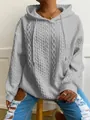 Detalle de sudadera gris con capucha para mujer con textura de punto de trenzas - S / Tops / Gris
