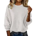 Soft white loose-fit round neck short knit sweater for women stylish retro look - White