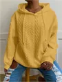 Sudadera con capucha amarilla de punto de ochos para mujer con cordón y tejido texturizado - Amarillo
