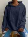 Sudadera con capucha azul oscuro trenzada para mujer con un diseño cómodo y holgado - Azul marino