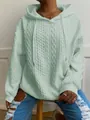 Sudadera con capucha verde menta texturizada con trenzado para mujer estilo casual - Verde claro
