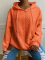 Sudadera con capucha naranja informal para mujer con diseño de punto trenzado jacquard - Rojo Anaranjado