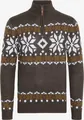 Maglione da uomo in maglia vintage con collo a mezza zip e motivi a fiocchi di neve nordici - Taglia S / Top / Caffè
