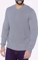 Detailed macro view of a men's gray V-neck knit sweater with premium rib texture - S / Top (SY679#) / Gray