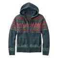 Classic men's knitted zip-up hoodie in dark teal featuring red geometric patterns - S / Tops / Orange Red