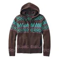 Men's brown knitted zip-up hoodie with vintage geometric pattern on white background - S / Tops / Emerald Green