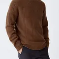 Pull marron à col rond pour homme avec motif tricoté à carreaux - S / Hauts / Café