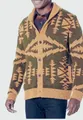 Stylish retro men's shawl collar knit cardigan featuring geometric ethnic patterns - S / Tops / Earthy Yellow