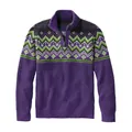 Maglione in maglia viola da uomo con zip parziale e motivo geometrico Fair Isle verde e bianco - Viola scuro