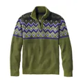 Maglione in maglia verde oliva da uomo con collo alto, zip e motivo jacquard nordico - Verde erba