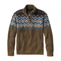 Maglione uomo marrone in maglia con cerniera e fantasia geometrica Fair Isle blu - Marrone