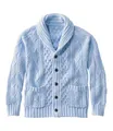 Hellblauer Herren-Strickcardigan mit Zopfmuster und Schalkragen für modische Freizeitoutfits - S / Oberteile / Himmelblau