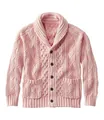 Stilvolle hellrosa Herren Strickjacke mit Schalkragen und Zopfmuster Taschen - S / Oberteile / Rosa