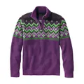 Maglione in maglia viola da uomo con mezza zip e motivo geometrico verde e collo alto - Taglia S / Top / Viola