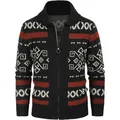 Men's slim-fit knit cardigan jacket with geometric patterns for autumn and winter - Red