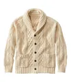 Eleganter cremefarbener Strick-Cardigan mit Schalkragen und dunklen Knöpfen für Herren - Aprikose
