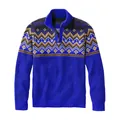 Maglione in maglia blu da uomo con zip a un quarto e motivi geometrici in stile Fair Isle - Blu
