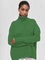 Schicker grüner Oversize-Rollkragenpullover für Damen mit bequemer lockerer Passform - Grün