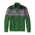 Maglione in maglia verde da uomo con zip a un quarto e motivo geometrico viola - Verde Scuro
