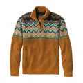 Maglione in maglia da uomo con mezza zip, motivo geometrico arancione e collo alto - Arancione