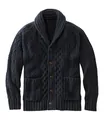 Dunkelblauer Strickcardigan für Herren mit Schalkragen, Zopfmuster und Taschen - Marineblau