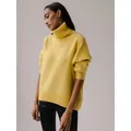 Elegant soft yellow turtleneck knit sweater for women with comfortable long sleeves - S / Tops / Yellow