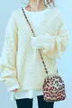 Comodo maglione oversize a trecce color crema da donna stile casual elegante chic - Albicocca