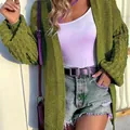 Gilet en maille épaisse vert olive surdimensionné avec manches lanternes chic - Vert Militaire