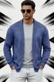 Stilvoller blauer Herren-Strickcardigan mit Schalkragen für lässige Frühlingsmode - Saphirblau