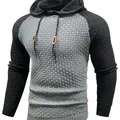 Sudadera de punto ajustada para hombre con textura de cuadros gris y negra única - S / Tops / Gris/Negro
