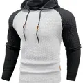 Sudadera con capucha entallada para hombre en punto gofrado con diseño bicolor moderno - S / Tops / Blanco/Negro