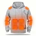 Detalle de sudadera con capucha calefactable USB gris con 9 zonas de calor - S / Tops / Gris