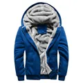 Felpa con cappuccio spessa da uomo con cerniera e fodera in pile grigio colore blu scuro - Blu