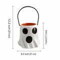 Detailed size specifications for Halloween ghost candy bucket and planter with handle - L