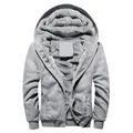Sudadera con capucha cálida para hombre con forro polar grueso en gris y cremallera - M / Tops / Gris