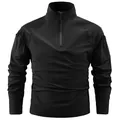 Men's outdoor stand collar quick-dry sweatshirt with stretch ice silk and quarter zip. - M / Tops / Black