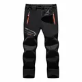 Professional black windproof men's hiking pants with fleece lining and orange accents - 6XL / Bottoms / Black