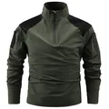 Men's olive green tactical quarter-zip shirt with quick-dry elastic fabric and mesh shoulders - M / Tops / Army Green