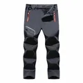 Men's outdoor windproof fleece-lined softshell hiking pants with reinforced knees - 6XL / Bottoms / Gray