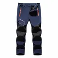 Men's navy blue fleece-lined thermal outdoor hiking pants with windproof softshell - 6XL / Bottoms / Blue