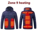 Navy blue men's winter smart heating jacket with 9 heating zones and USB charging - S / Tops / 9-Zone Heating / Blue